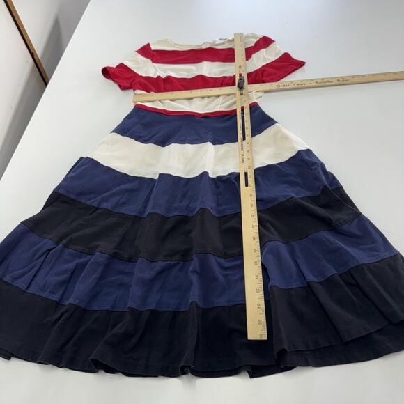 eShakti Dress Womens 2 Red Blue Black White Striped Fit Flare Cotton Pockets - Picture 7 of 8